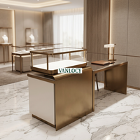 Table de consultation pour bijoux sur mesure et vitrine d'exposition de bijoux élégante avec éclairage LED et rangement pour centres commerciaux de luxe