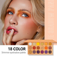 Palette de fards à paupières en poudre chimique hautement pigmentée, 18 couleurs, effet scintillant/satiné/pailleté/mat/métallique/naturel, résistante à l'eau