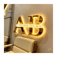 Lettres d'alphabet en métal acrylique découpées au laser en 3D, logo d'entreprise personnalisé, enseigne lumineuse LED pour salon, boutique, magasin, décoration