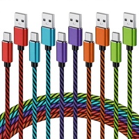 Kabel USB Type-C Teyssor 10FT 5-Pack Nylon Braided dengan Pengisian Cepat 3A untuk S24/S23/S22 & Moto G7/G8