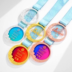 Impresión a todo color Forma redonda Oro Plata Bronce Metal Cristal CRISTAL 2025 Año Medalla MH-J642 - Product Image 3