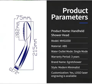 ฝักบัวพลาสติกแบบพกพา ใช้งานง่าย เป็นมิตรกับสิ่งแวดล้อม สีขาว ฟังก์ชั่นเดียว รูปทรงกลม แบบพ่นฝอย - Product Image 2