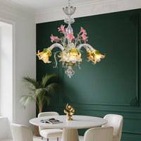 Lustre en verre Murano vert et bleu de luxe occidental, luminaire suspendu moderne haut de gamme, lampe de plafond italienne faite à la main