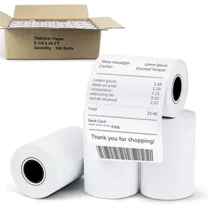 Rouleau de papier pour caisse enregistreuse, impression personnalisée, 80x80mm, largeur 3 1/8 pouces, 55gsm, 1 pièce