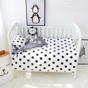 De <span class=keywords><strong>Blanco</strong></span> y Negro puntos 100% algodón bebé de noche durmiendo ropa de cama conjunto de 3 piezas babi cuna edredón - Product Image 3