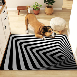<span class=keywords><strong>Tapis</strong></span> <span class=keywords><strong>de</strong></span> sol à illusion d'optique 3D, antidérapant, noir, blanc, <span class=keywords><strong>tapis</strong></span> <span class=keywords><strong>de</strong></span> salon en caoutchouc - Product Image 2