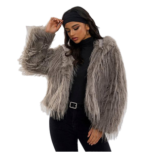 Manteau court en fausse fourrure coupe-vent pour femme, veste d'hiver à capuche, moelleuse, chaude, élégante et tendance - Product Image 2