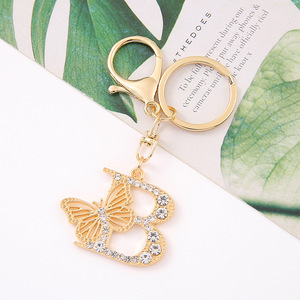 Portachiavi con lettera iniziale di alfabeto per ragazze portachiavi in cristallo placcato <span class=keywords><strong>oro</strong></span> per portafoglio zaino - Product Image 6