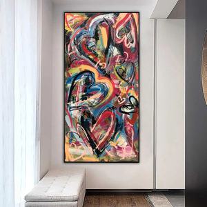 Originale astratto colorato appendere la parete cuori pittura a olio arte su tela vibrante opera d'arte di strada stile di arte della parete decorazione di belle arti - Product Image 4