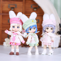Joyfull Ob11 – ensemble de vêtements pour poupée, costume de marin bleu marine, personnalisé, échelle 1:12, en tissu, unisexe, mignon, chapeau à oreilles de lapin