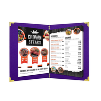 Couverture de menu semi-rigide de haute qualité Reliure élastique Couverture de menu en cuir synthétique Couverture de menu pour boissons pour restaurant