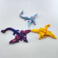 Ailes de dragon volant imprimées en 3D de 20 cm, XL, articulées, jouet anti-stress en cristal, décoration d'intérieur, cadeau d'anniversaire, animal de compagnie de bureau, couleur bonbon, en plastique