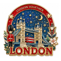 Ensemble d'aimants de réfrigérateur en métal personnalisés avec les monuments de Londres, souvenir touristique du Royaume-Uni, aimant de réfrigérateur en émail dur, fabrication sur mesure