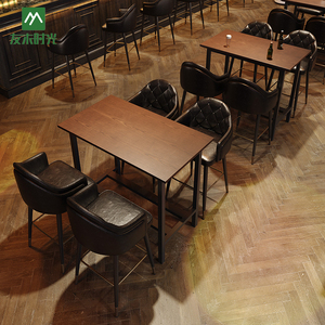 كراسي بار على الطراز الأمريكي القديم لمقاهي البيسترو والمطاعم مع طاولات بار - Product Image 2