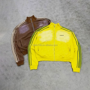 Custom High Quality Heavyweight French Terry <b>Zip</b> <b>up</b> <b>Jackets</b> High Quality Cotton Side Stripe Design Sun Faded Streetwear <b>Jacket</b> - Product Image 1