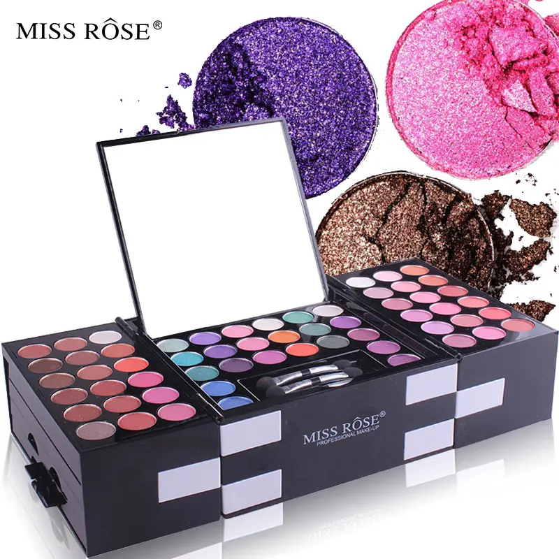 MISS ROSE 142 colors glitter matte eyeshadow paleltte blush eyebrow powder make up artist professional makeup box