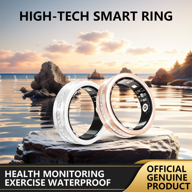 Stainless Steel Smart Ring Health Fitness Tracker Heart Rate Blood Oxygen Monitoring Remote Control Android App Control Rotating