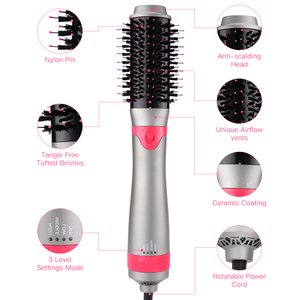 แปรงจัดแต่งทรงผมไฟฟ้า 5 in 1 แบบเป่าลมร้อน พร้อมฟังก์ชั่นดูดซับประจุลบ สำหรับม้วนผม ยืดผม เป่าผม และเพิ่มวอลลุ่ม - Product Image 2