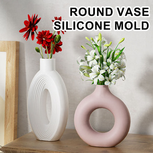 Moldes <span class=keywords><strong>de</strong></span> silicona para jarrones <span class=keywords><strong>de</strong></span> resina y hormigón, moldes <span class=keywords><strong>de</strong></span> cerámica para fundición <span class=keywords><strong>de</strong></span> resina epoxi, para jarrones <span class=keywords><strong>de</strong></span> flores secas, con rayas, altos, elípticos y circulares - Product Image 5