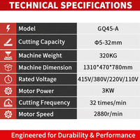 Vente directe usine GQ45A Machine à couper les barres d'armature 5-35mm Coupe-fers à béton Tension personnalisée Équipement de construction OEM