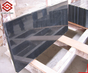 Precio al por mayor, superficie de encimera superior de isla de cocina de granito negro puro absoluto pulido chino (Nero Assoluto) con borde plano - Product Image 3