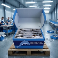Caisse de transport empilable en plastique PP 4mm 5mm 700x500x300mm pour poissons entiers et fruits de mer, service de découpe disponible pour la vente en gros, OEM ODM disponible