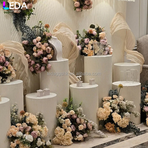 Ensemble de socles cylindriques ronds texturés blancs en acrylique pour gâteaux de mariage, décoration de fête de mariage, vente en gros - Product Image 2