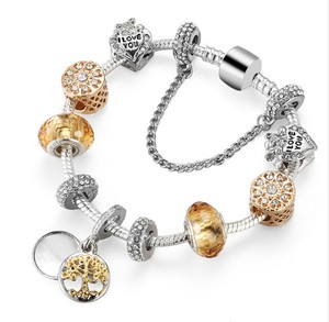 Dropshipping <span class=keywords><strong>Vintage</strong></span> Silver Color Charms Bracelets pour Femmes DIY Crystal Beads Fine Bracelets Women Pulseira Jewelry - Product Image 3