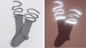 Calzini <span class=keywords><strong>da</strong></span> <span class=keywords><strong>donna</strong></span> con cinturino riflettente, calzini morbidi fai-<span class=keywords><strong>da</strong></span>-te con lacci che si illuminano al buio, calzini alla moda Y2K per la sicurezza notturna - Product Image 4