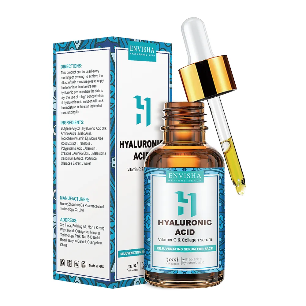 Niedrigster Preis Envisha Hautpflege Bio-Serum Hyaluron säure Private Label Acid Hyaluronic Serum für das Gesicht