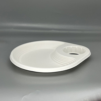 Assiette jetable en pulpe de papier de canne à sucre biodégradable compostable sans PFAS avec porte-gobelet