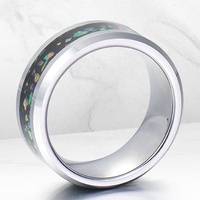 Bagues en carbure de tungstène pour hommes, non ternissables, 8 mm, avec incrustation d'opale de feu polie à bords biseautés