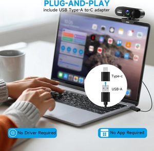 <span class=keywords><strong>Webcam</strong></span> 1080P <span class=keywords><strong>pour</strong></span> PC avec microphone, caméra d'ordinateur, cache de confidentialité <span class=keywords><strong>pour</strong></span> le streaming, les conférences, Zoom, Skype, Facetime, ordinateur portable - Product Image 6