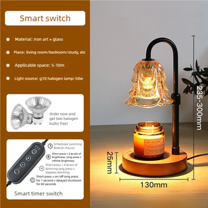 Lámpara Calentadora de Velas Eléctrica Regulable con Temporizador, Brillo Ajustable, Construcción de Madera y Vidrio, Aromaterapia, Decoración Ecológica para el Hogar - Product Image 2