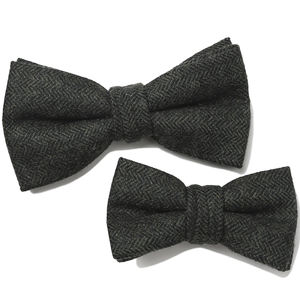 Cravates de luxe vert émeraude laine nœud 2 pièces ensemble assorti père fils hommes et jeunes garçons pré-noué réglable bandes nœud papillon - Product Image 1