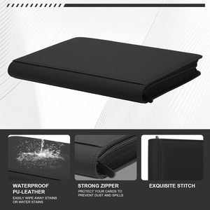 Classeur de cartes à collectionner personnalisé en cuir PU noir à 9 pochettes, fermeture éclair, pages intérieures en PP imperméables, marque pour collection de cartes - Product Image 3