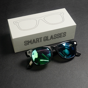 Lunettes intelligentes MT5mini avec caméra, lunettes intelligentes IA avec étui de chargement en cuir, enregistrement <span class=keywords><strong>photo</strong></span> et vidéo 8MP, lunettes intelligentes ODM - Product Image 3