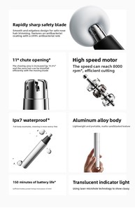 Recortador de Vello Nasal Eléctrico Mijia Pro MJGHBPROLF, Lavable, Cuchilla 3D, Bajo Ruido, Afeitadora Portátil, Depilador de Nariz y Orejas para Hombre - Product Image 2
