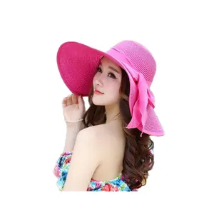 Beach Hats Women White Neck Cover Fishing Shade Femme Custom Good Quality Hiking Casquette With Bow In Summer Cap Straw Palm Hat