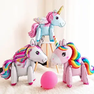 Grosir balon hewan Unicorn Foil 3D balon Unicorn hewan kartun perlengkapan dekorasi Baby Shower pesta ulang tahun