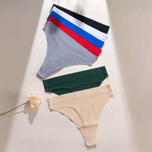 Pantaloni a T-<span class=keywords><strong>slip</strong></span> Sexy da donna in seta ghiaccio senza cuciture brasiliani a vita alta con - Product Image 3