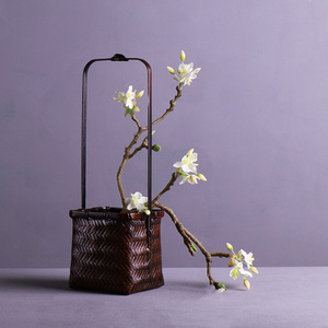 Bamboo Woven Flower Basket Premium Square Step By Step Natural Handmade Home Decoration - Product Image 3