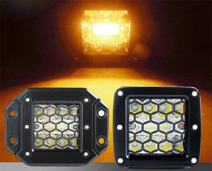 Meshy Đèn Làm Việc Xe Hơi Thiết Kế Đèn Giảm Chấn Khối Lập Phương 3 Inch Đèn Pha DRL 48W Màu Trắng Hổ Phách Cho Xe Hơi Đèn Lái Xe Offroad LED - Product Image 4