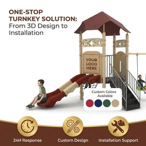 Equipo de Juegos Infantiles para Exteriores de la Serie Castillo Mágico, Material HDPE Resistente, <span class=keywords><strong>con</strong></span> Tobogán <span class=keywords><strong>y</strong></span> Columpios - Product Image 2