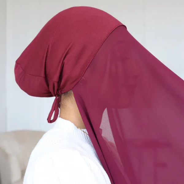 Bán Buôn Ngay Lập Tức Voan Khăn Hijab Kết Nối May Phù Hợp Với Đóng Tie Trở Lại Phong Cách Bên Trong Mũ Voan Ngay Lập Tức Hijab