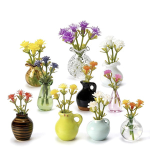 Imanes de Refrigerador con Mini Jarrones de Cerámica y Flores Artificiales, Divertidos Imanes Pequeños para Decoración de Refrigerador, Oficina, Cocina - Product Image 2