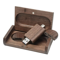 Nouvelle Clé USB OTG 2.0 en Bois pour Cadeau de Mariage avec Logo, Clé USB 2-en-1 Type C, Boîte en Noyer pour Téléphone