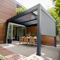 Gazebo en aluminium moderne de haute qualité Pergola Terrasse Pavillon Toit à persiennes motorisé Véranda de patio électrique Tissu intégré