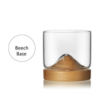 Verre à vin en cristal Fujiyama Classic Raised Hill avec sous-verre en bois, logo personnalisable, design à rainures pour whisky, liqueurs et spiritueux