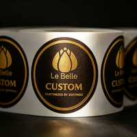 Etiquetas Adhesivas Personalizadas de Lujo con Logotipo de Tienda, Estampado en Dorado Caliente, Resistentes al Calor, con Adhesivo Fuerte, Disponibles en Rollo